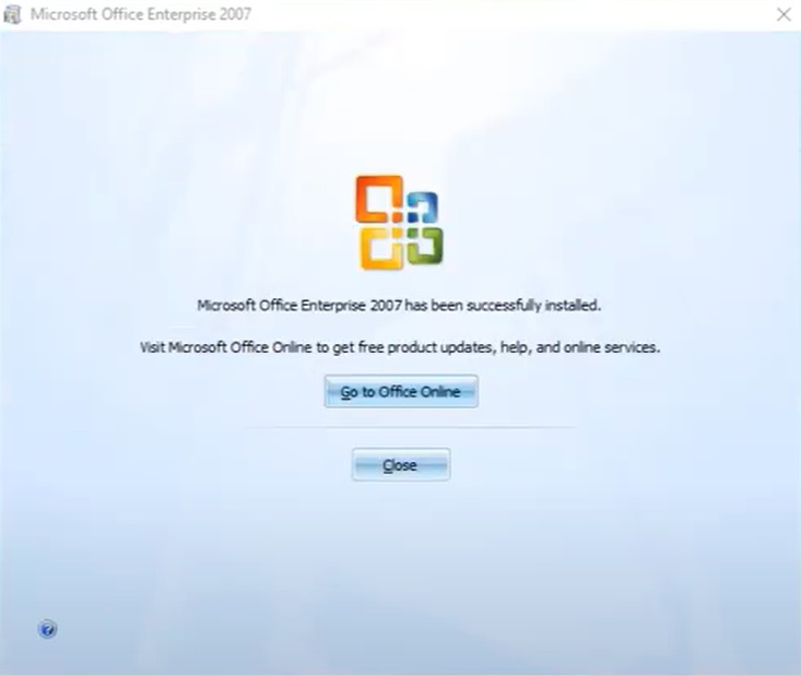 Microsoft Office 2007 installation successfully