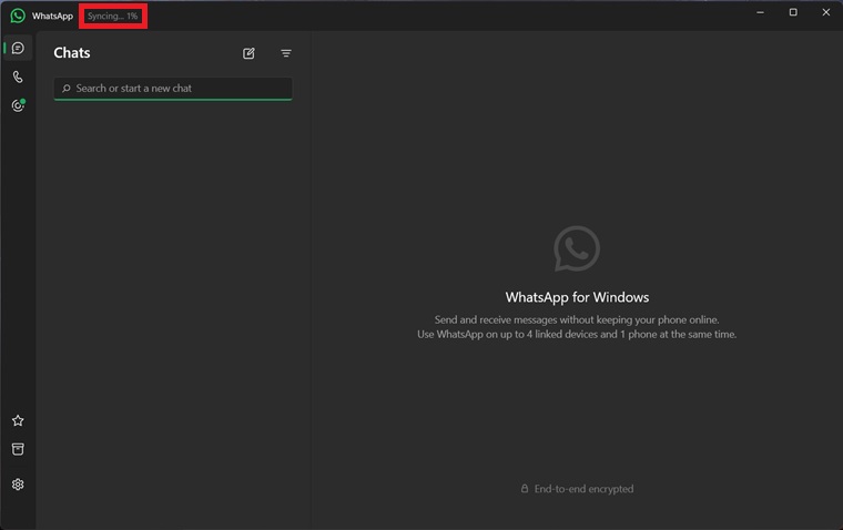 WhatsApp Desktop launched the first time and syncing all messages with your phone